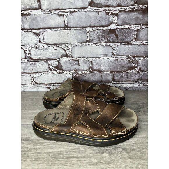 Vintage 90s DR. DOC MARTENS Brown Leather Fisherman Platform Sandals Men Sz 43EU